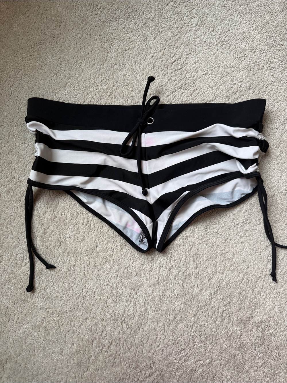 Black and White Striped Swim Bottoms